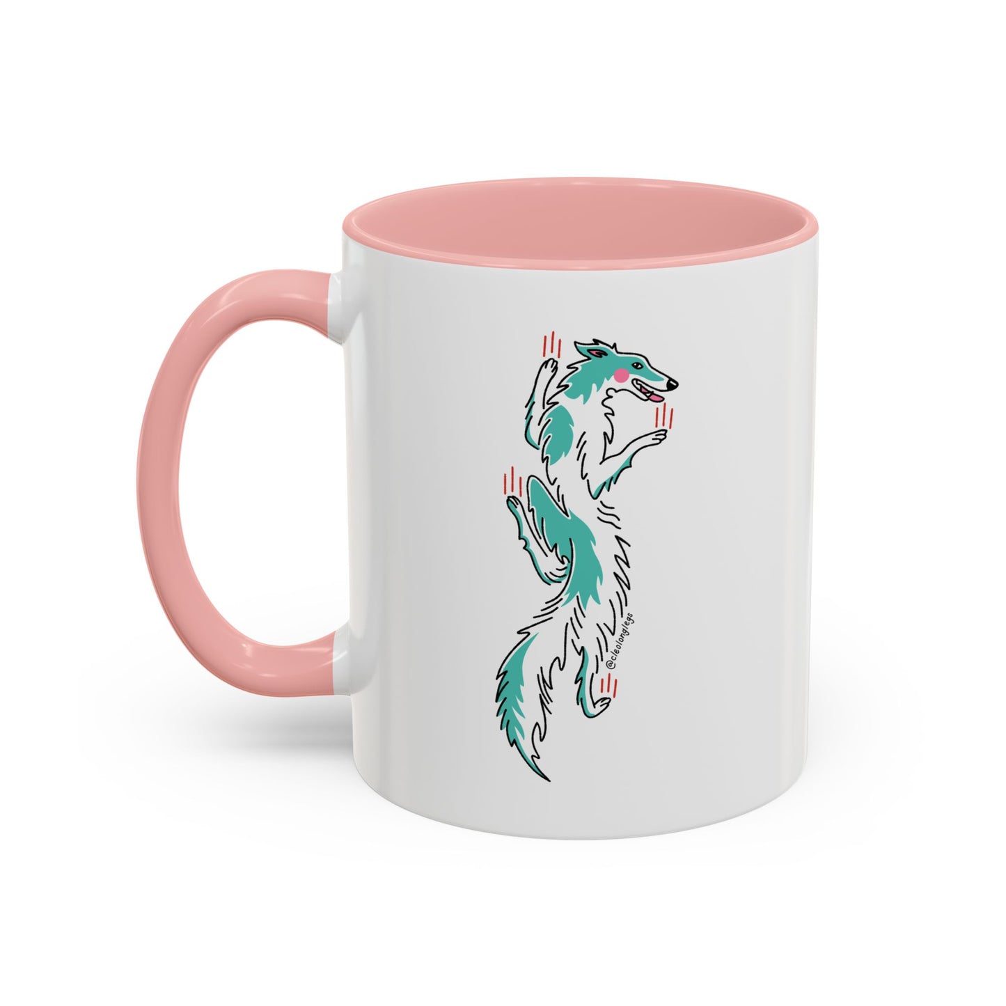 crawling borzoi mug